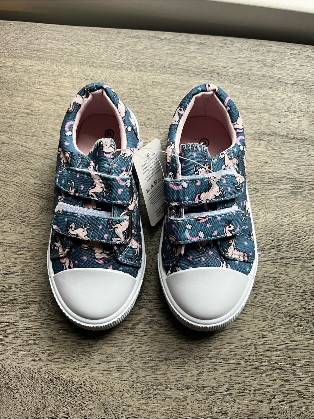 Kids Unicorn Velcro Sneakers in Teal and Pink